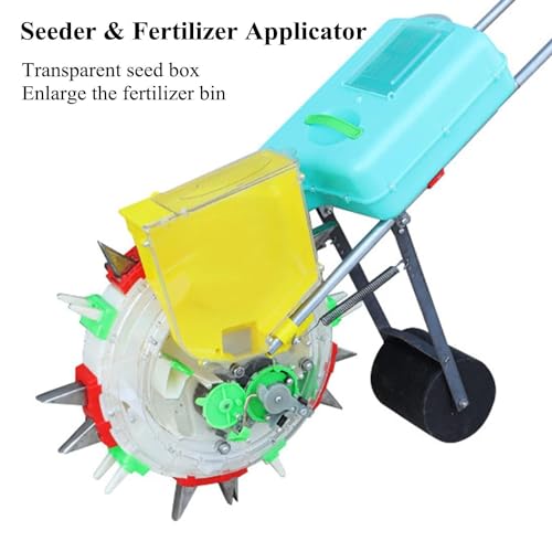 Seed Spreader Push W/10 Seed Plates, Garden Seeder, Sowing Depth 6 Cm,Stainless Steel Duckbill,Corn, Soybean and Sorghum Seeder 5Mouths