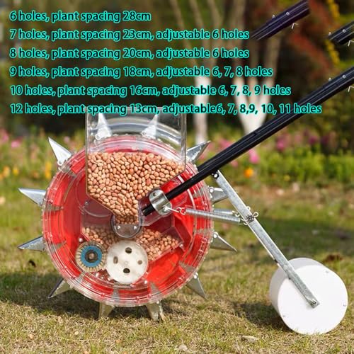 Garden Seeder, Precision Garden Seed Planter Spreader, Corn Soybean Fertilizer Machine with Seed Storage Box, Manual Seeder for Lawn & Garden,9 Holes