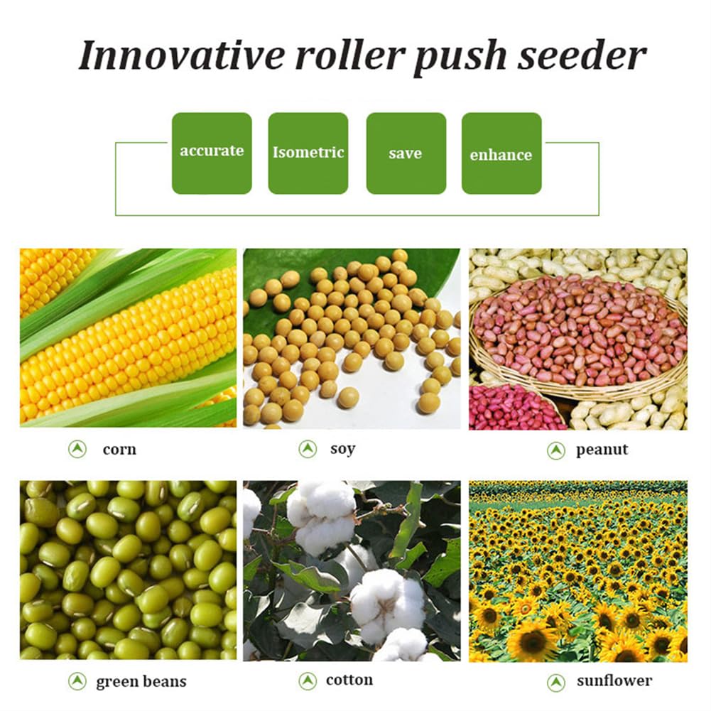 Portable Hand-Push Garden Seeder, Seed Sower & Fertilizer Applicator,Lawn & Garden Spreaders,Garden Push Seeder Planter, for Soy Peanut Corn Cotton Soybean,7 Mouths